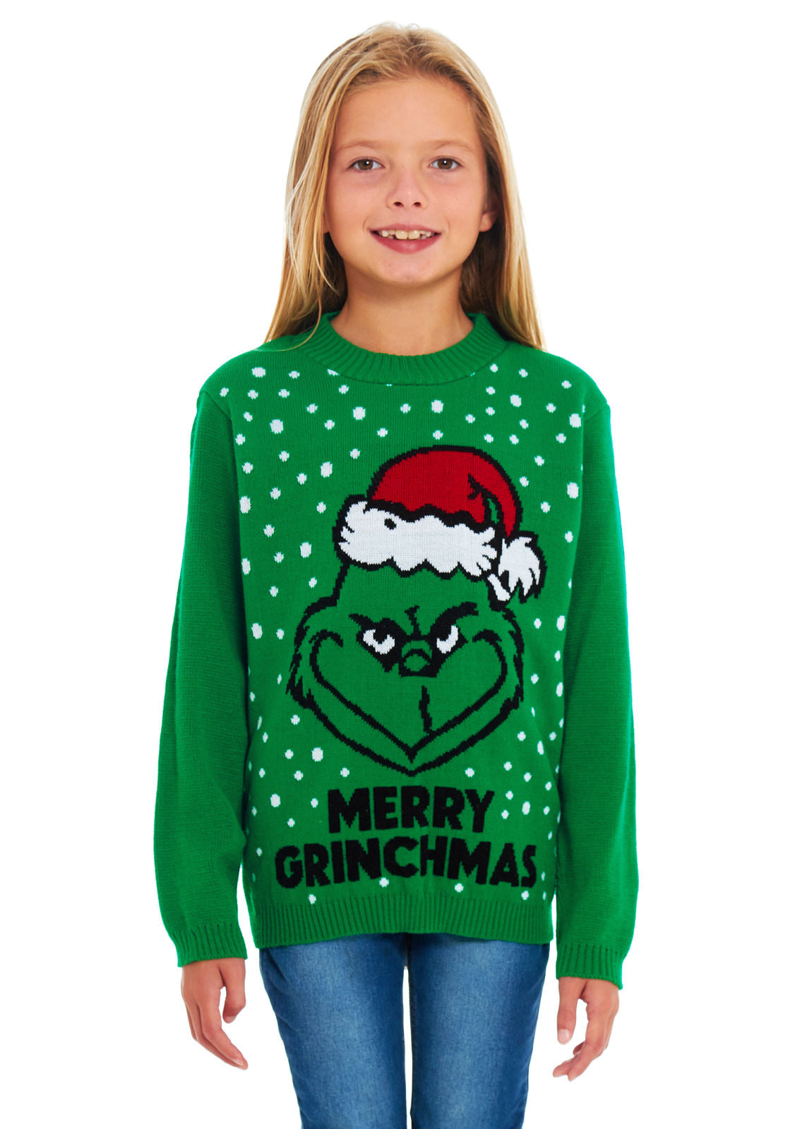 Green Grinch Themed Family Christmas Jumper – Matching Festive Sweaters for Adults (S-4XL) & Kids (2-3 to 13-14) – Fun Grinch Holiday Design, Cozy Knit for Winter, Perfect for Family Photos, Christmas Jumper Day, and Holiday Parties!