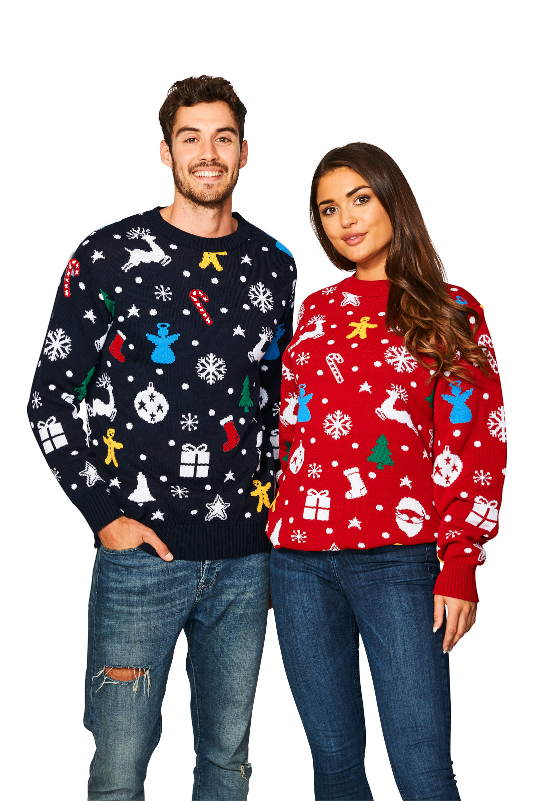 Santa Jingle Red Family Christmas Jumper – Festive Knit with Santa and Bell Design – Available in Adult Sizes (Small to 4XL) & Kids Sizes (2-3 to 13-14) – Perfect for Matching Family Holiday Photos, Christmas Jumper Day, and Festive Celebrations