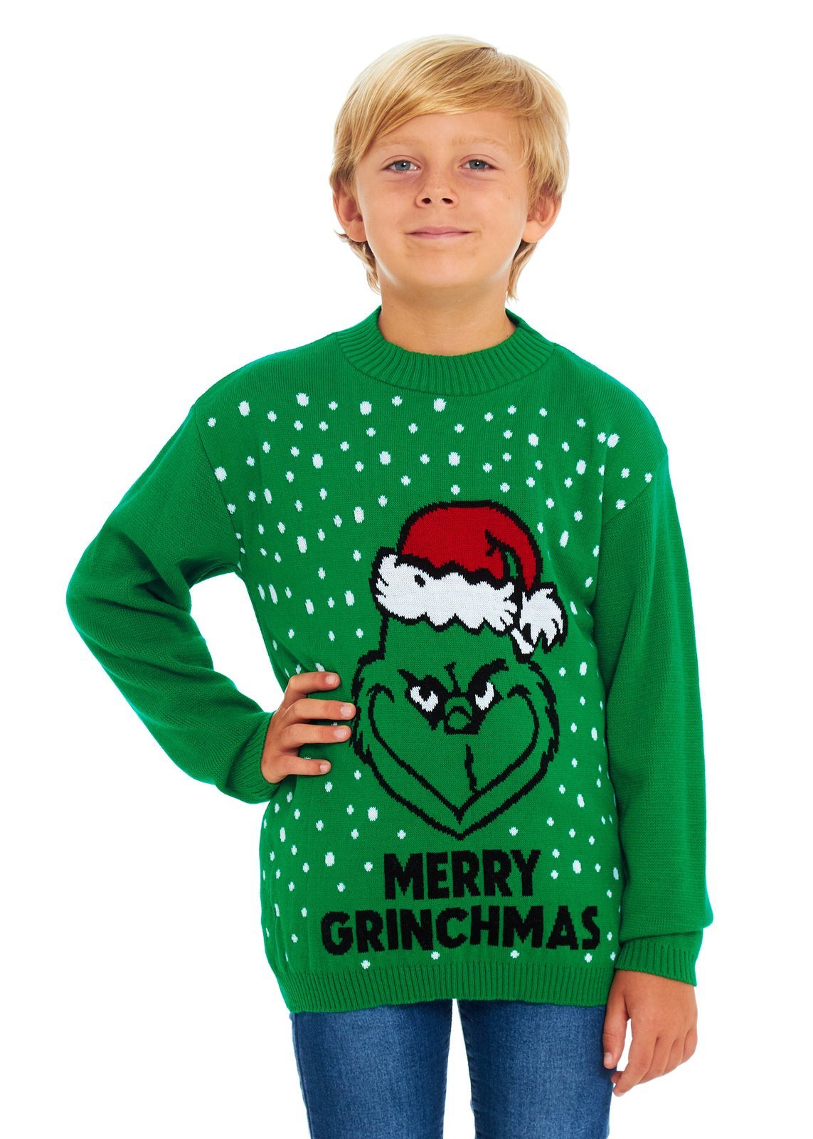 Green Grinch Themed Family Christmas Jumper – Matching Festive Sweaters for Adults (S-4XL) & Kids (2-3 to 13-14) – Fun Grinch Holiday Design, Cozy Knit for Winter, Perfect for Family Photos, Christmas Jumper Day, and Holiday Parties!