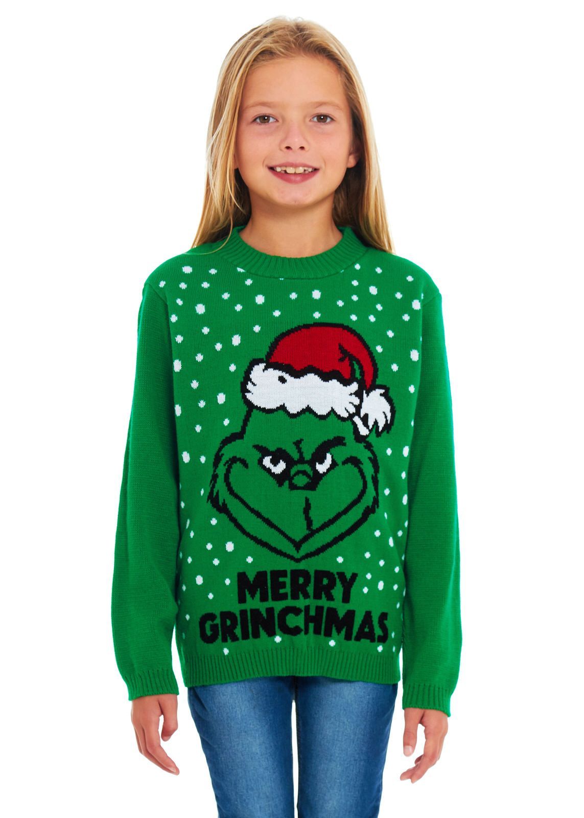 Green Grinch Themed Family Christmas Jumper – Matching Festive Sweaters for Adults (S-4XL) & Kids (2-3 to 13-14) – Fun Grinch Holiday Design, Cozy Knit for Winter, Perfect for Family Photos, Christmas Jumper Day, and Holiday Parties!