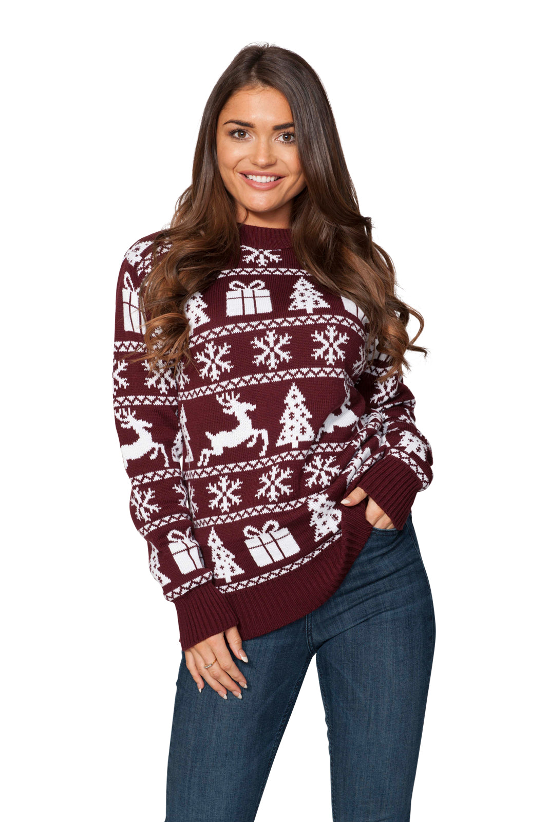 Fairisle Presents Wine Christmas Jumper