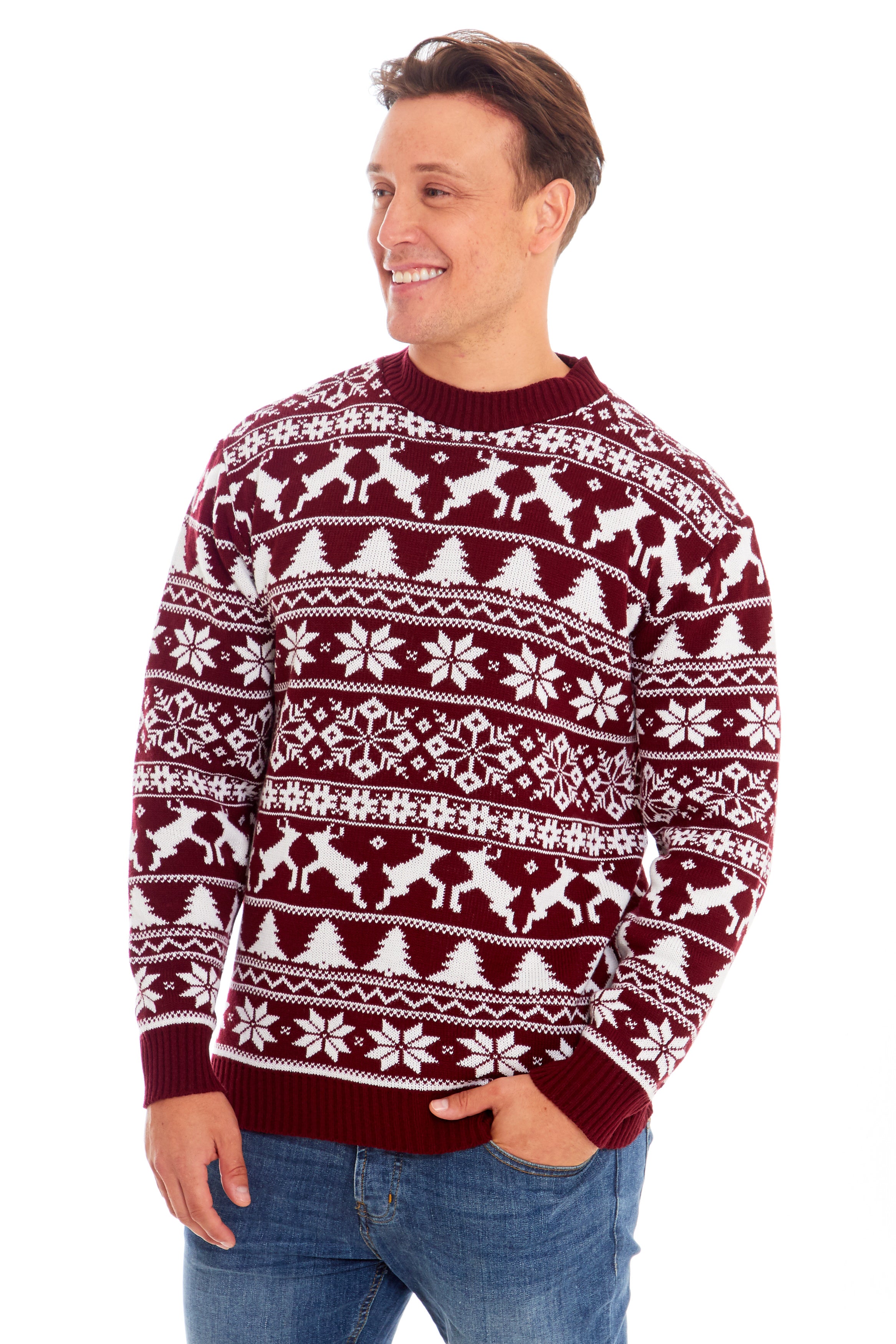 Wine Nordic Snowflake Christmas Jumper