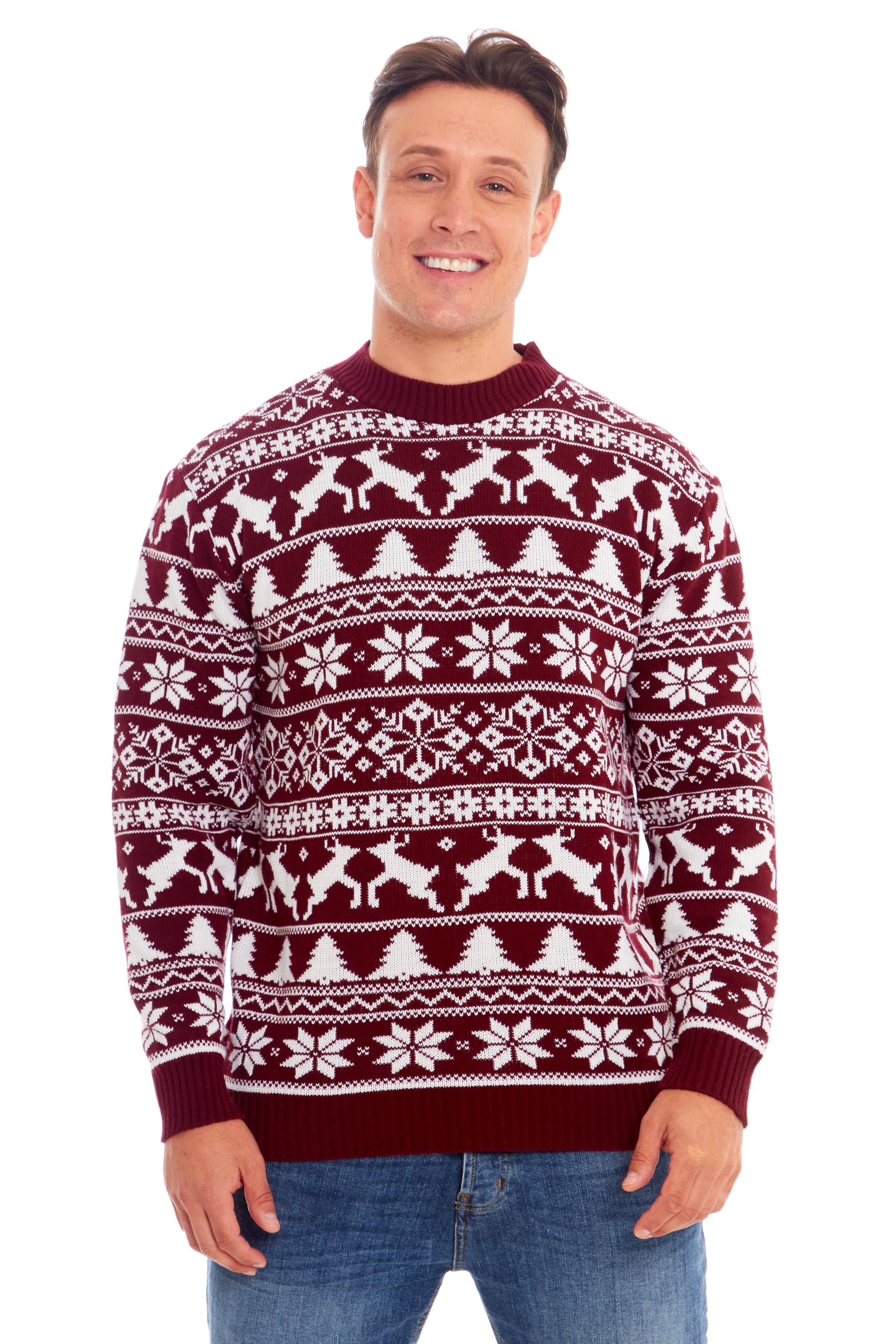 Wine Nordic Snowflake Christmas Jumper