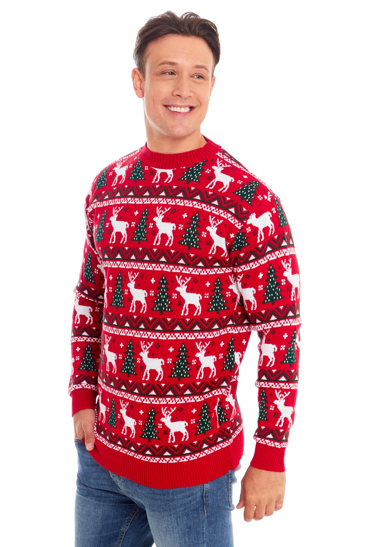 Classic Fairisle Red Christmas Family Jumper – Festive Sweater for Adu ...