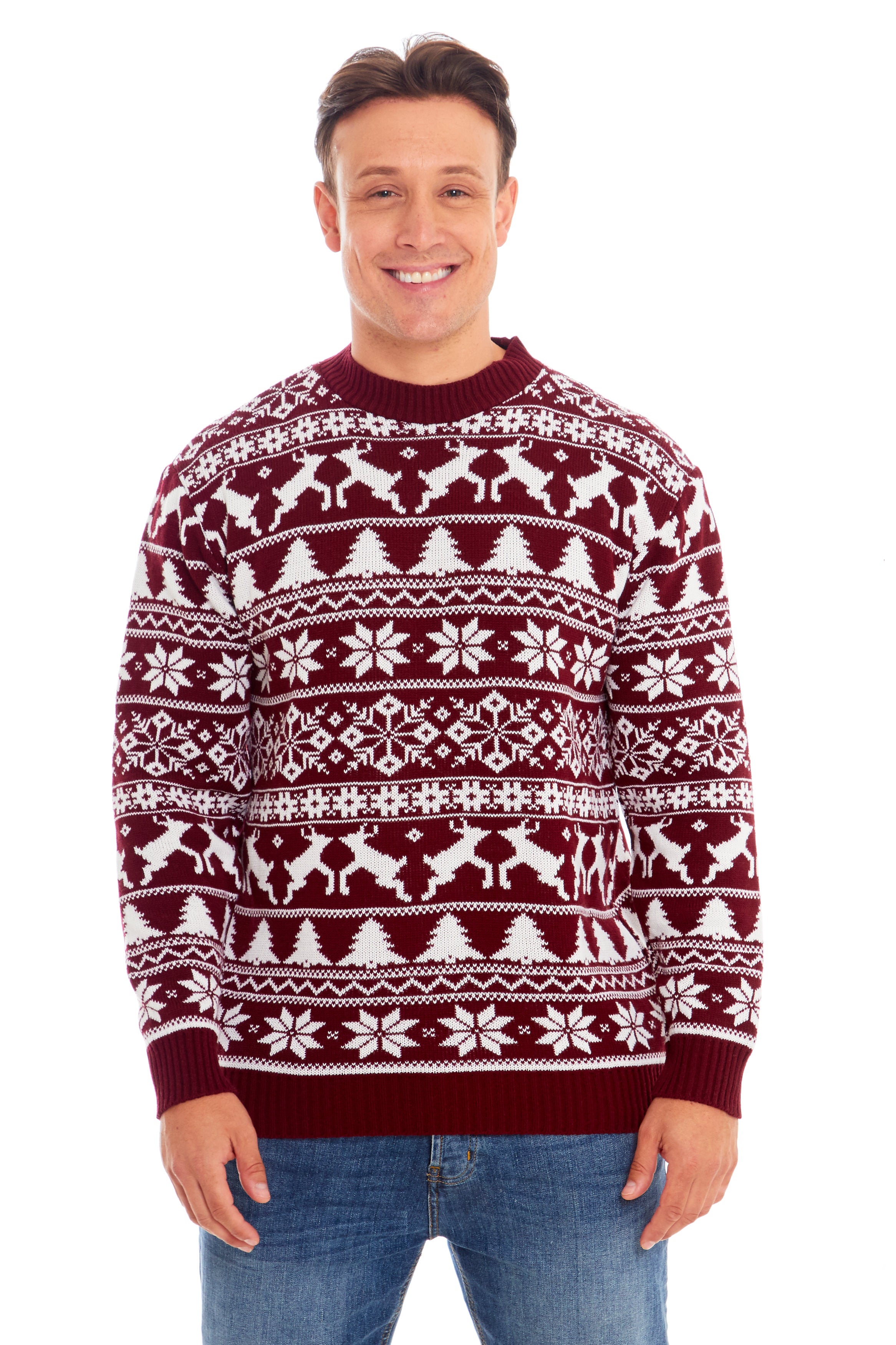 Wine Nordic Snowflake Christmas Jumper