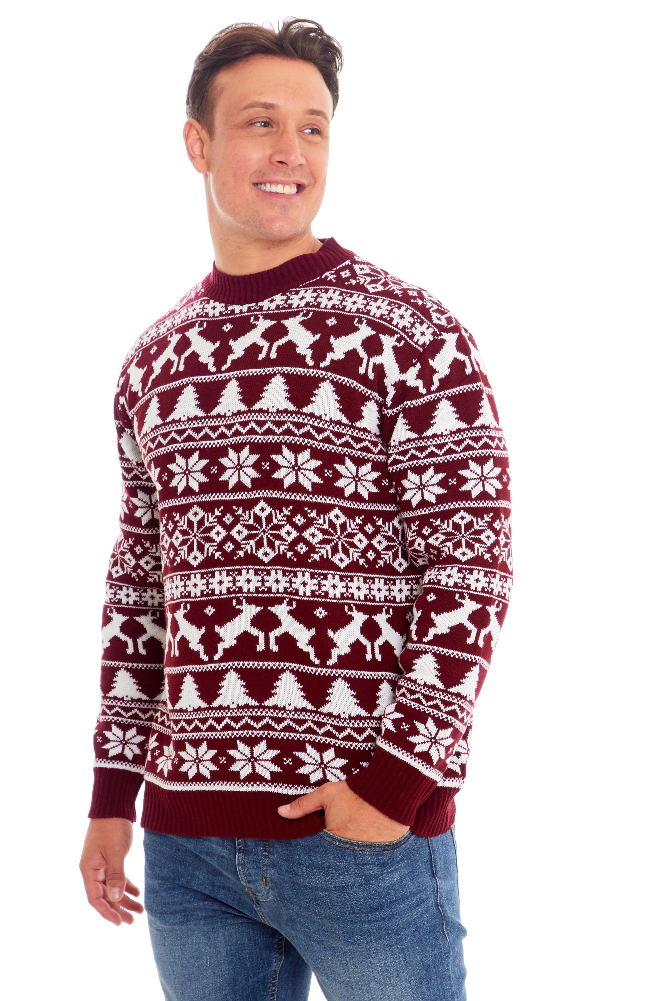 Wine Nordic Snowflake Christmas Jumper