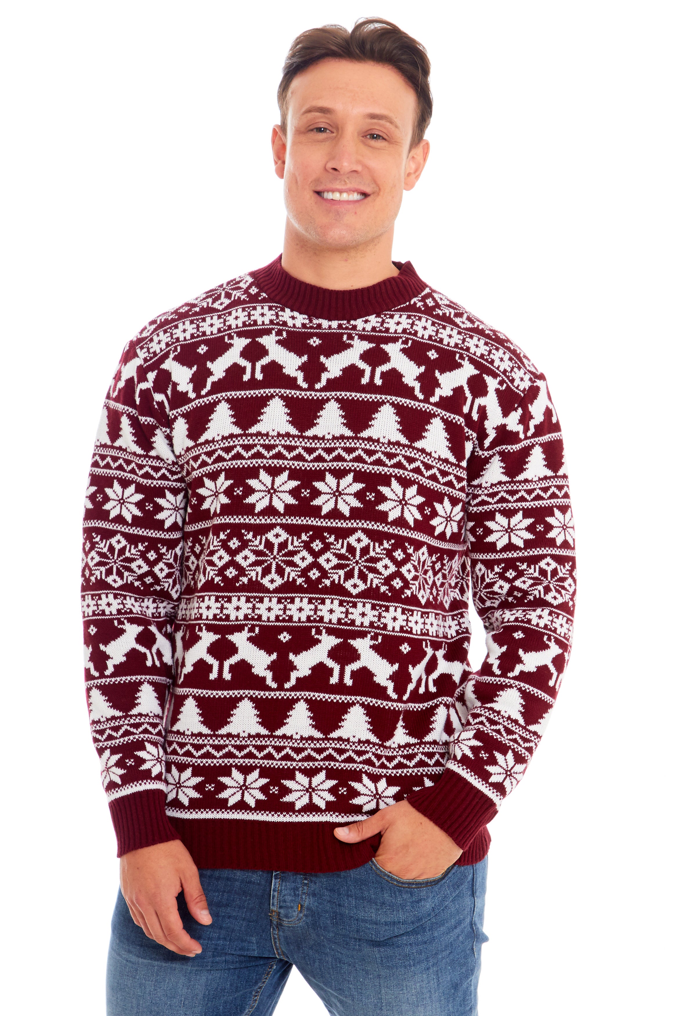 Wine Nordic Snowflake Christmas Jumper